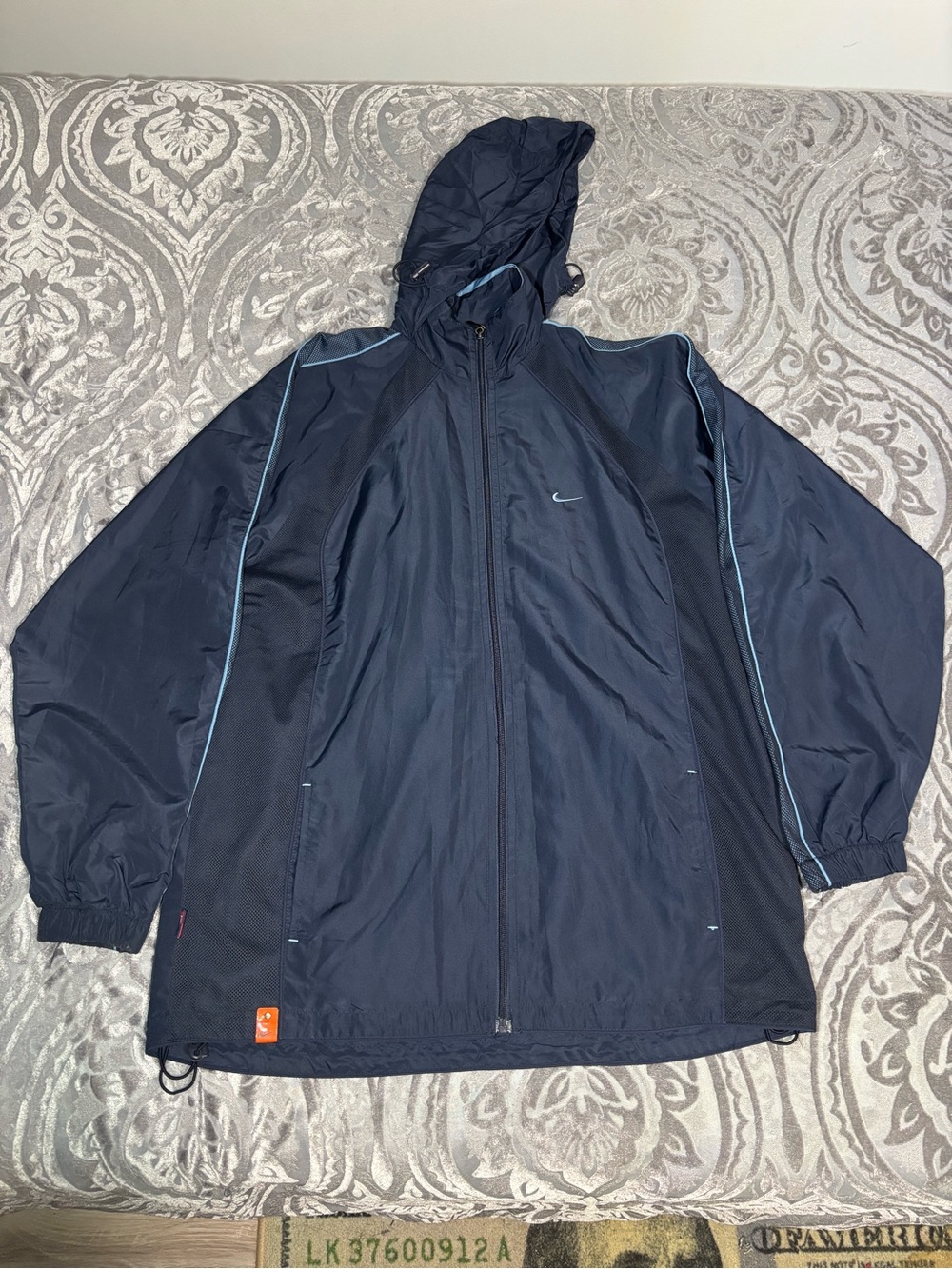 Nike Mens Sz 2XL navy Blue VTG Y2K essential striped windbreaker jacket Nylon